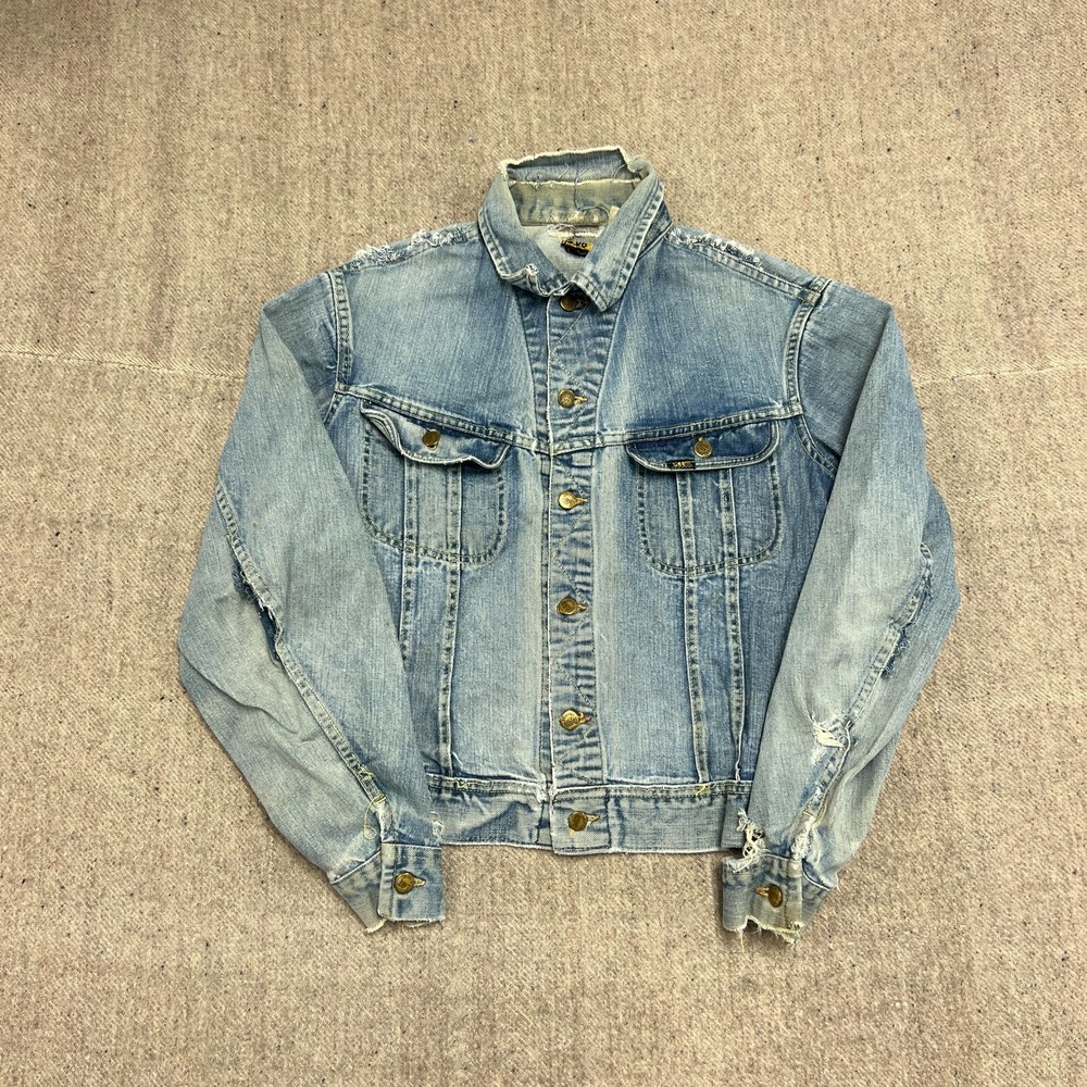 Vintage Lee Denim Jacket Mens Medium Blue 1960s Distressed